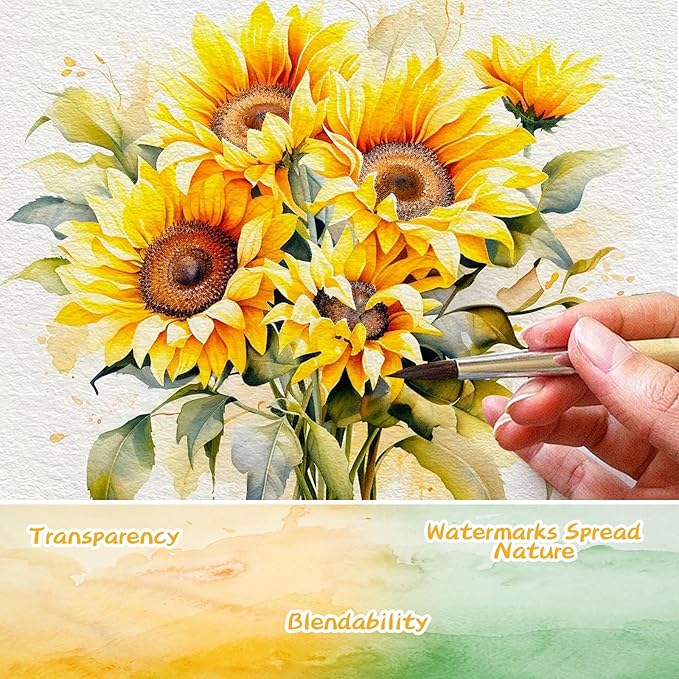 Caliart Watercolor Paint Set, 128 Colors with 4 Brushes Metallic Color Palette Kit, Portable Travel Watercolors Painting Gifts for Adults Kids Teen Girls Boys Art Supplies