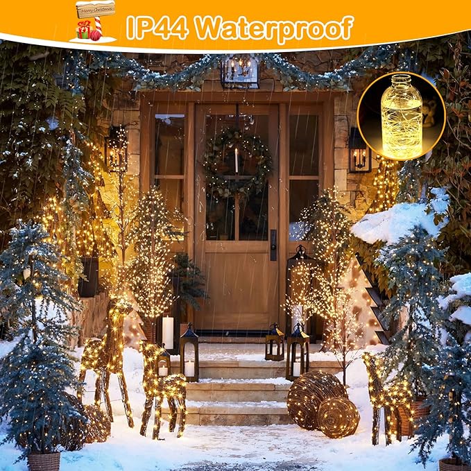 Decute 300Led 99FT Copper Wire Christmas Fairy String Lights Dimmable with Remote Control Starry Lights with UL Cerficated Decorative for Party Wedding Bedroom Yard Christmas Tree Warm White