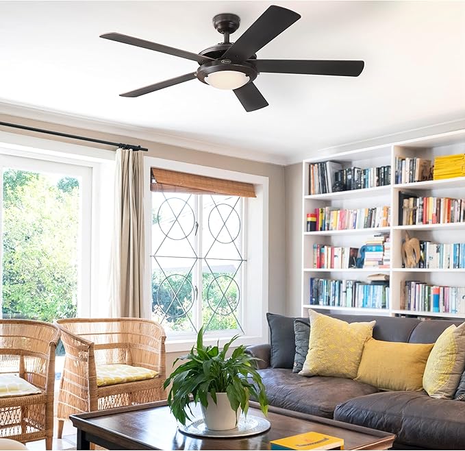 Westinghouse 7307200 Comet, Transitional Dimmable LED Ceiling Fan with Light, 52 Inch, Espresso Finish, Frosted Glass