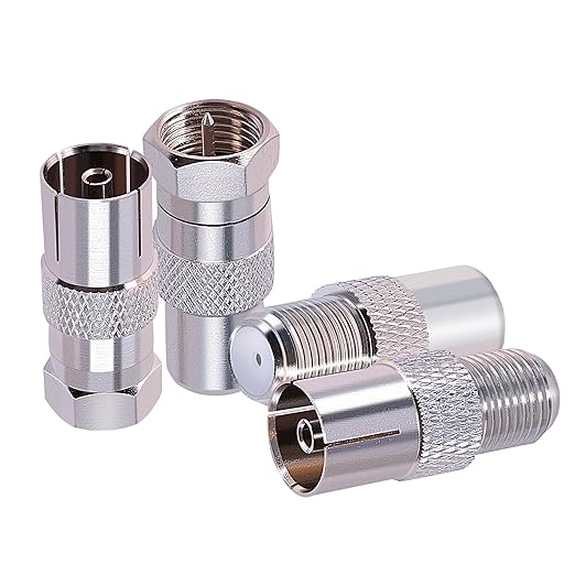 CNARIO 4Pcs F to TV Adapter, F Female/Male to TV Pal Male/Female Coax Coupler Coaxial Cable Connector Adapter Kit for FM Radio Antenna Coax Connector