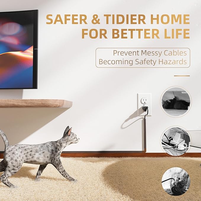 Delamu Cord Hider, 85in Cord Covers for 1 Wire on Wall, One-Cord Cable Hider, Easy Mount Wire Hiders Wire Covers for TV Cords on Wall, PVC Cable Cover Management Kit, 6X L14.2 W0.59 H0.4in, Darkwood