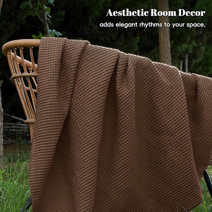 PHF 100% Cotton Waffle Weave Blanket King Size for Bed,Snag Proof Lightweight Breathable Moisture-wicking Throw for Couch,Great for Layering in Cold Weather,Machine Washable,Home Decor Gift-Cappuccino