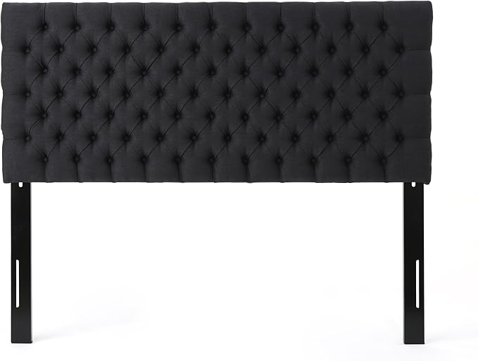Christopher Knight Home Jezebel Fabric Headboard, Queen / Full, Dark Charcoal / Black Steel