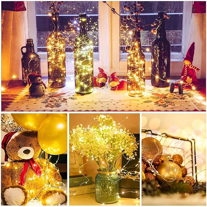 12 Pack Valentine's Day Fairy Lights Battery Operated, 3 Speed Modes, Extra 12 Batteries for Replacement, 7Ft 20 LED Mini String Light, Waterproof Copper Wire, Twinkle Firefly Lights for Christmas