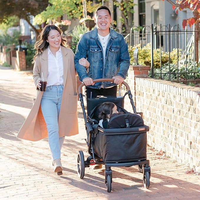 Larktale Adjustable Stroller, 2 Seater Kids Wagon, 120 Pound Capacity, Sprout V2, Black