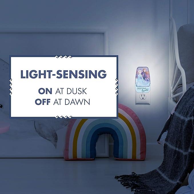 Disney Frozen 45670 LED Night Light, Anna and Elsa, Princess, Plug-in, Dusk-to-Dawn Sensor, Girl's Room Decor, UL-Certified, Ideal for Bedroom, Nursery, Bathroom, Kid's Playroom