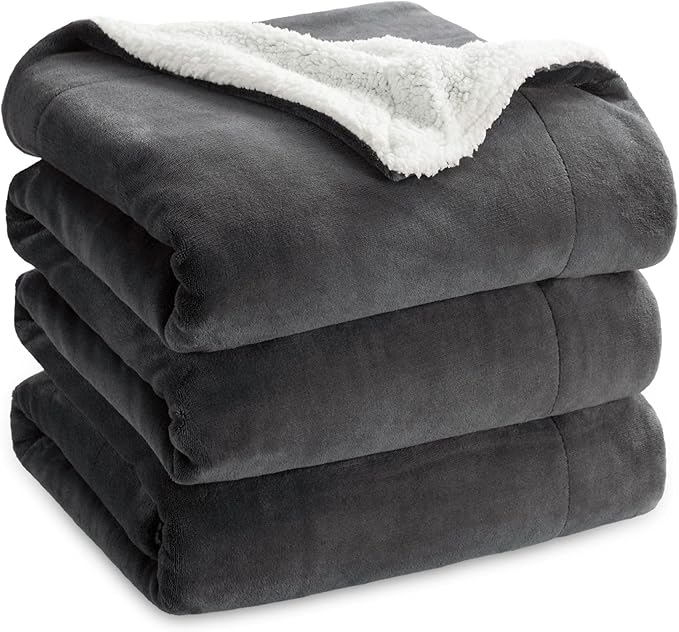 Bedsure GentleSoft Sherpa Fleece Blankets King Size for Bed - Thick and Warm Throw for Women and Men, Soft Fuzzy Plush King Blanket for Winter, Charcoal, 108x90 Inches
