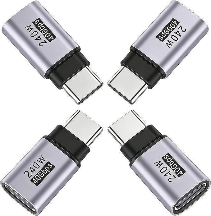 4Pack usb c extender Supports Up to 40Gbps Data Transfer and 240W Fast Charging , Usbc to Usbc adapter,usb c extension Compatible with Thunderbolt 4/3 Supports 4K@240Hz Video for USB-C Devices