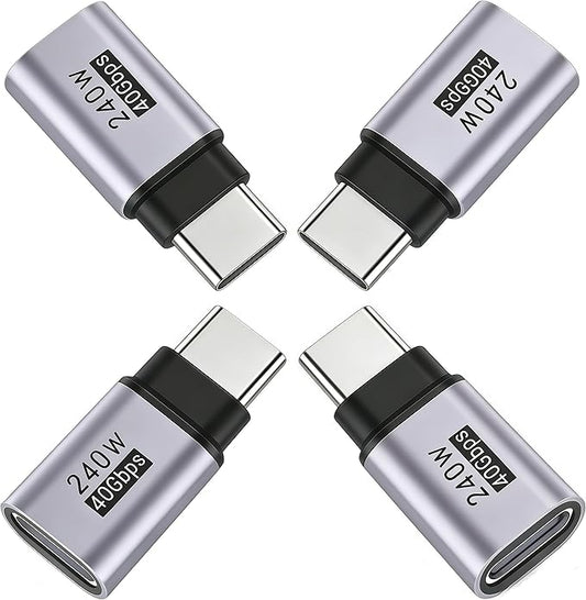 4Pack usb c extender Supports Up to 40Gbps Data Transfer and 240W Fast Charging , Usbc to Usbc adapter,usb c extension Compatible with Thunderbolt 4/3 Supports 4K@240Hz Video for USB-C Devices