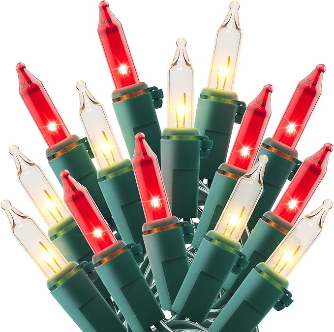 woohaha Mini Christmas Lights,2 Pack 13ft String Lights, 120V UL Plug Extendable Xmas Tree Lights for Christmas,Patio,Home,Party,Holiday,Garden,Indoor/Outdoor Decor(50 Count red Clear)