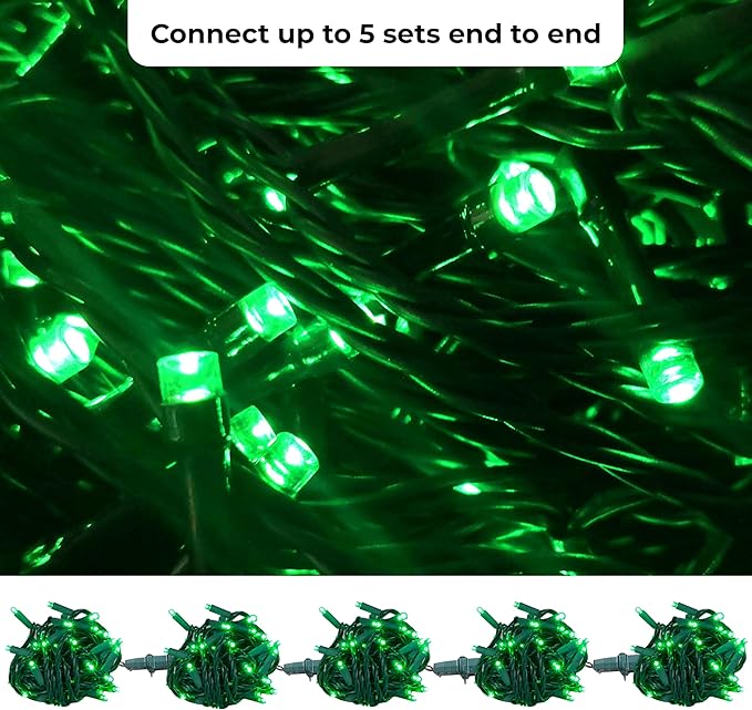 Holiday Essence Mini LED Green St. Patrick’s Lights Set, 60 5mm Wide Angle Christmas String Lights Green Wire, Indoor Outdoor Décor for Home Patio Garden Decorations, UL Certified