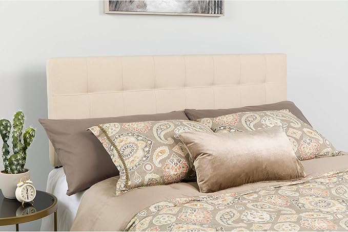 Flash Furniture Bedford Box Stitch Tufted Upholstered Twin Size Headboard in Beige Fabric