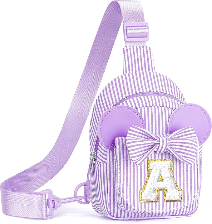 Small Sling Bags for Girls Kid - Personalized Gifts for Girls Kids, Sister Granddaughter Birthday Gift for Kids Daughter Sister Little Girl Gifts Trendy Stuff Initial Sling Bag (Purple A)