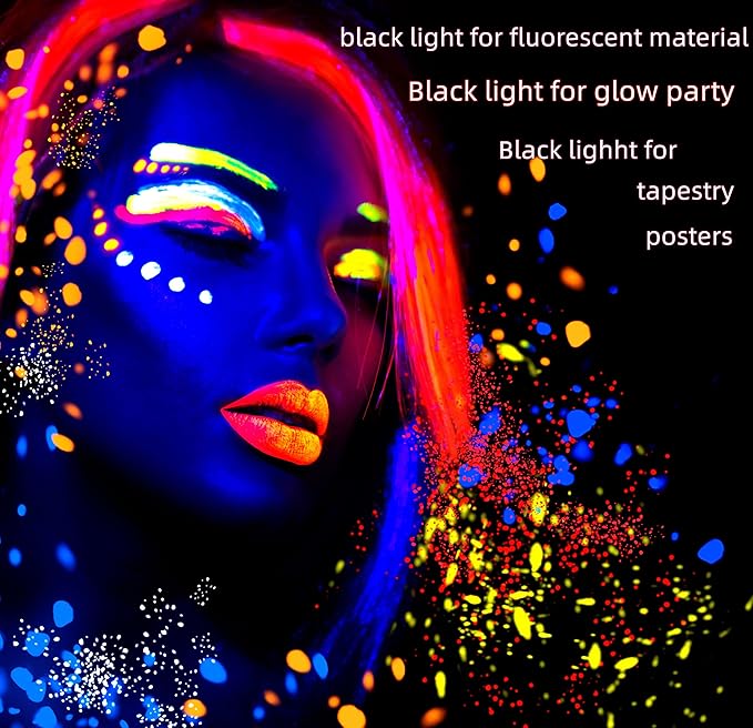 Black Light Bar 10W 1ft LED Blacklight for Fluorescent Tapestry Poster Body Paint Glow Party UV Strip Lights for Cabinet and Display Magnetic THLITURE 2 Pack