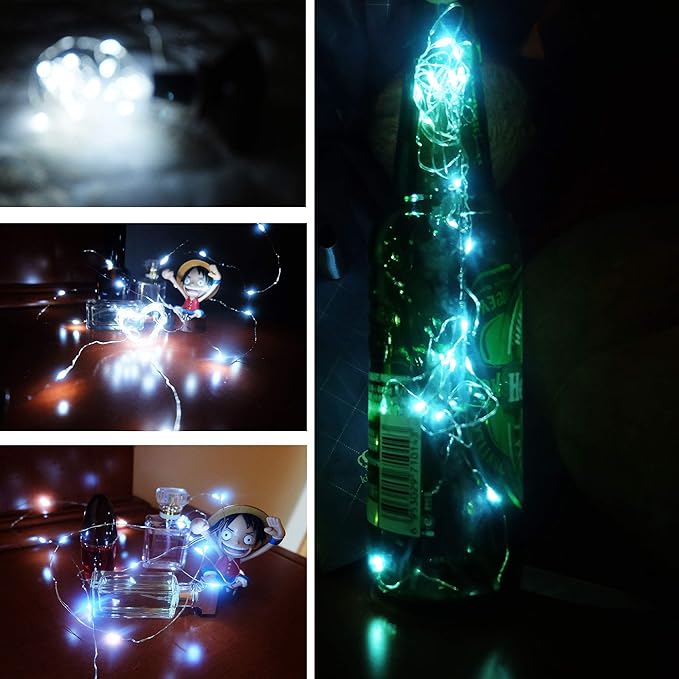 YJFWAL 24 Packs Fairy Lights Battery Operated, LED String Lights 10.2FT 30LEDs Waterproof Copper Wire Firefly Light, Mini Starry Moon Lights for DIY Crafts Wedding Party Christmas Decor (Cool White)