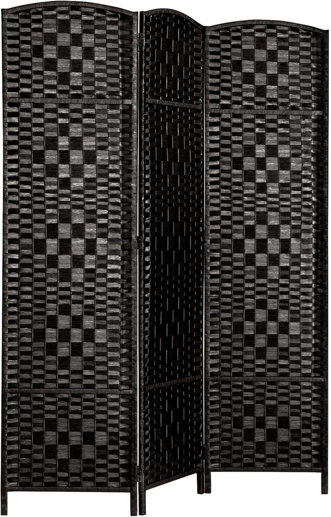 Rose Home Fashion 6 ft Tall Room Divider, Room Dividers and Folding Privacy Screens, 15.7in Privacy Screen 3 Panel Partition Temporary Wall Separation for Private, Black