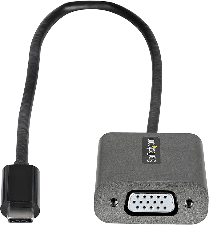 StarTech.com USB C to VGA Adapter - 1080p USB Type C to VGA Display/Monitor Video Converter, USB-C Dongle, Thunderbolt 3 Compatible - 12" Long Attached Cable - Upgraded Version of CDP2VGA (CDP2VGAEC)