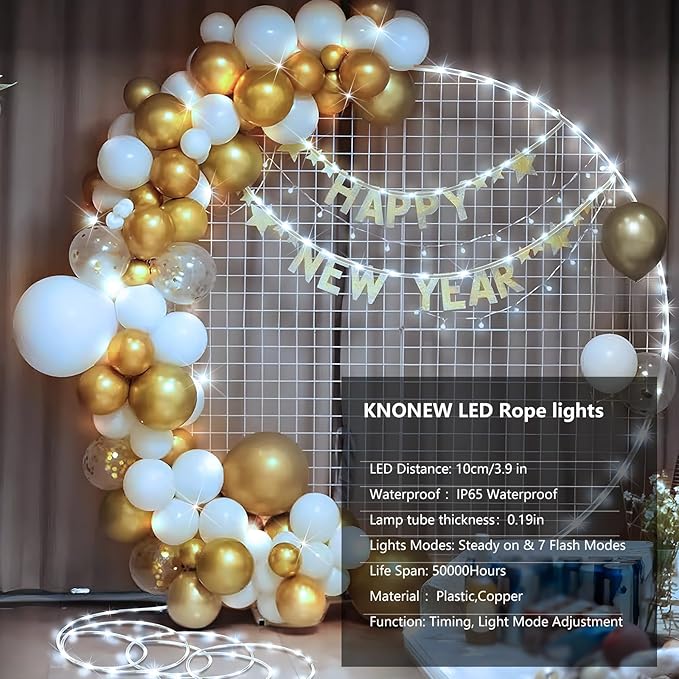 KNONEW 328FT 1000LED Rope Lights for Outside,Outdoor String Lights Waterproof 8 Modes Clear Tube Light for Indoor,Bedroom,Wedding,Garden,Patio,Christmas,Tree,Rv,Holiday Decoration(Cold White)