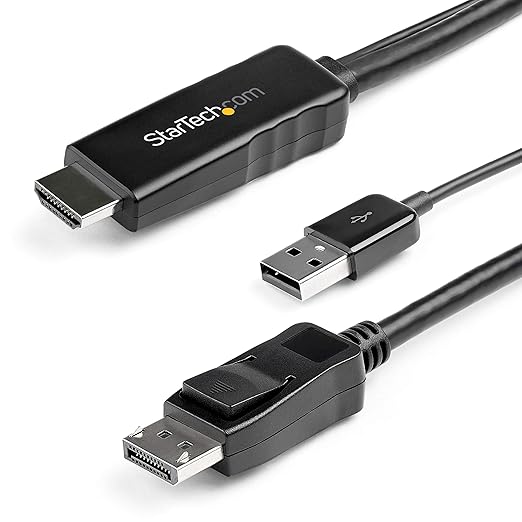 StarTech.com 3m HDMI to DisplayPort Adapter Cable with USB Power - 4K 30Hz Active HDMI 1.4 to DP 1.2 Converter (HD2DPMM3M)