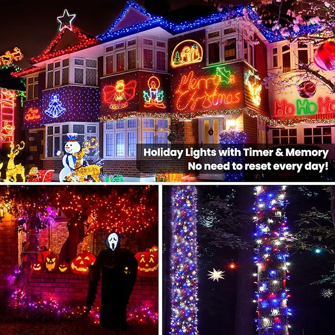 Brizled Color Changing Halloween Lights, 66ft 200 LED RGB Christmas Lights Music Sync, 120+ Modes Remote Dimmable Outdoor Christmas Light, Mini Tree Light Indoor Plugin for Xmas Halloween Party Decor