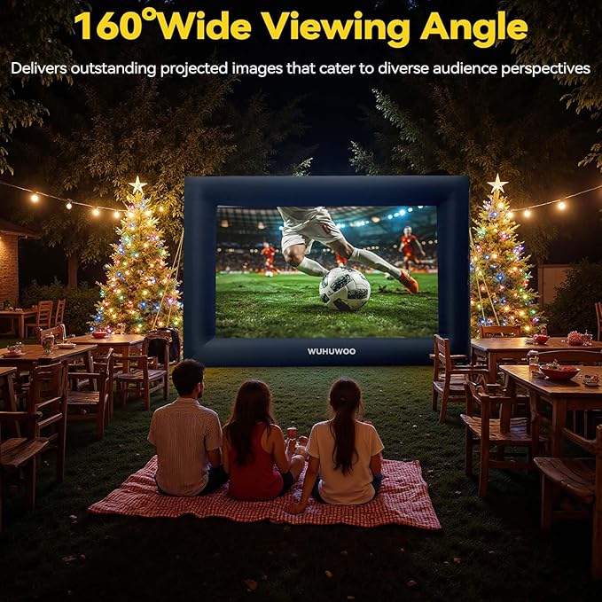 Inflatable Movie Screen Outdoor, 24FT Blow Up Projector Screen for Outside with Air Blower and Carry Bag, Support Front & Rear Projection Easy Set Up for Backyard Movie Night Pool Party