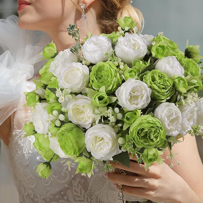 Luyue 8 Packs Peonies Artificial Flowers Faux Peony Bouquet Fake Peonies Flower for Vase Silk Peony Floral Arrangements for Table Centerpiece Wedding Decoration Indoor Home Decor