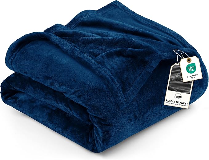 Utopia Bedding Fleece Blanket King Size Navy 300GSM Luxury Anti-Static Fuzzy Soft Microfiber Bed Blanket (90x102 Inch)