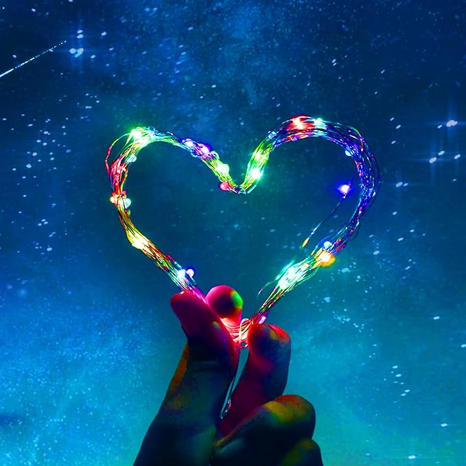 Christmas Fairy Lights Battery Operated-15 Packs 20 LED 6.6FT Silver Wire String Lights Firefly Starry Lights for DIY Custom Wedding Party Table Centerpiece Decoration (Multicolor)