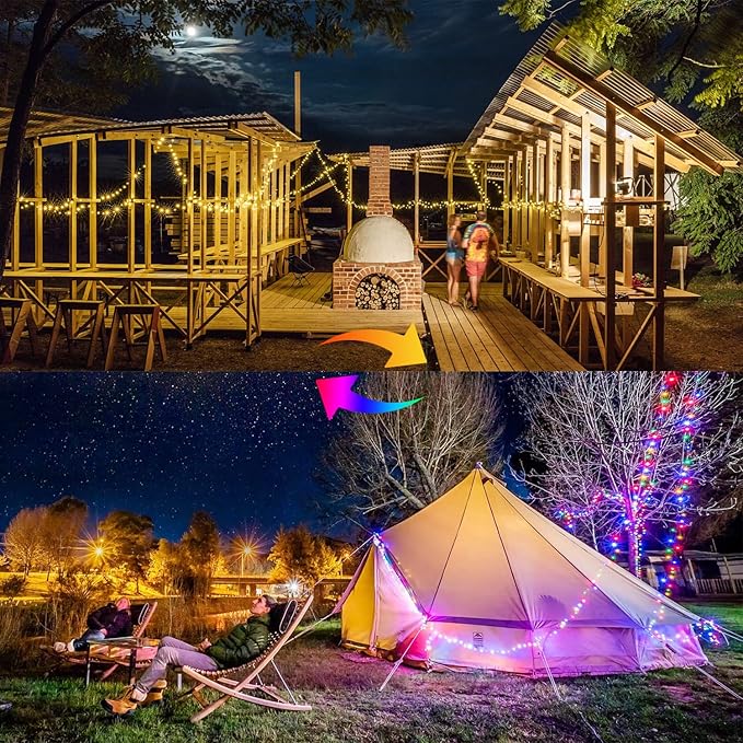 JMEXSUSS 2 Pack Color Changing Fairy Lights Battery Operated, Total 200 LED 66ft Color Changing Christmas Lights with Remote, 8 Modes Twinkle String Lights for Bedroom Decor, Warm White & Multicolor