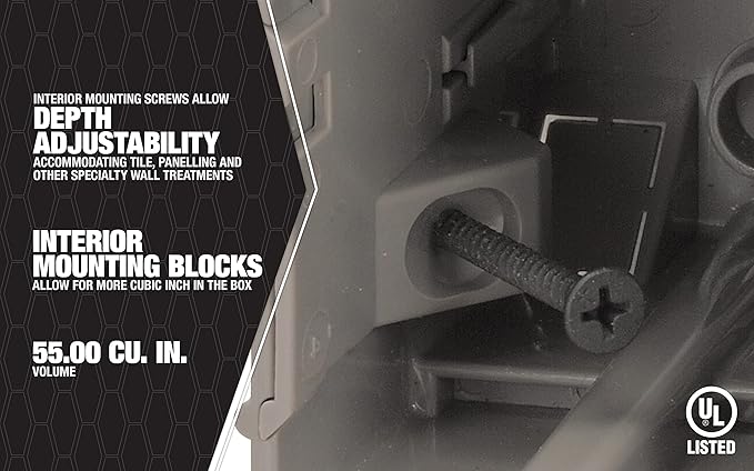 Southwire MSBMMT3G 3 Gang Multi Mount Device Box with Depth Adjustable; Heavy Duty 42lb; Gray
