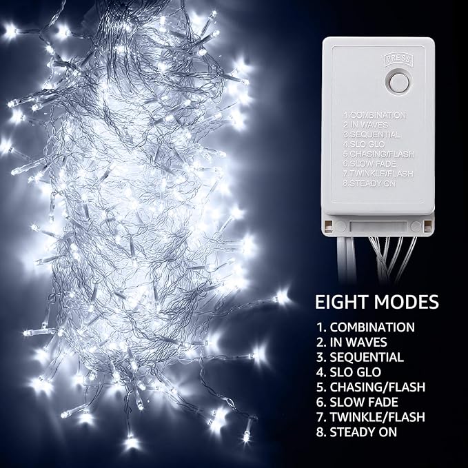 TORCHSTAR 9.8FT × 9.8FT Window Curtain Light, Extendable String Light Kit, Pure White, 8 Modes Outdoor Nativity Scenes for Party, Wedding, Restaurant, Festival, Hotel, Bar, Home, Patio, Garden