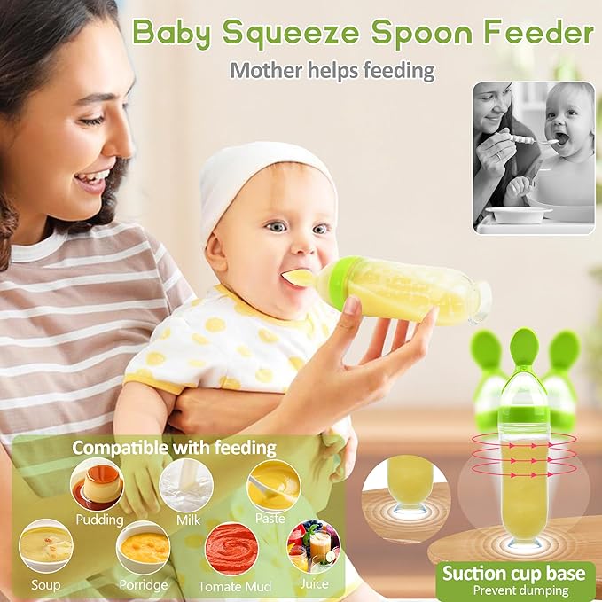 WAJIAYON Baby Fruit Feeder Pacifier | Infant Food Feeder & Baby Food Dispensing Spoon | Mesh Fresh Fruit Teethers for Babies | Silicone Teething Pacifier for Babies,Gifts for Boys and Girls (Green)