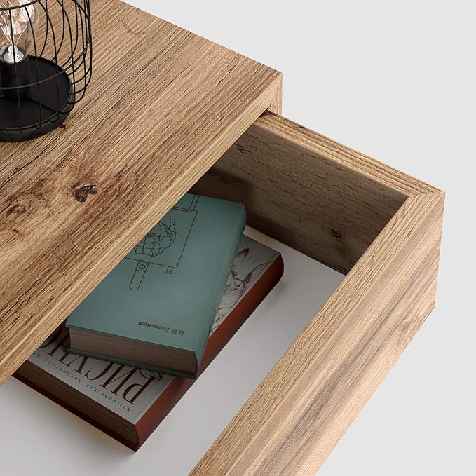 Mobili Fiver, Riccardo Floating nightstand, Rustic Oak, Made in Italy