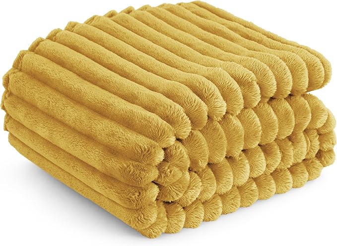 Bedsure GentleSoft Yellow Throw Blanket for Couch - Cozy Soft Fleece Blankets for Women, Cute Small Throws for Girls, Honey, 50x60 Inches