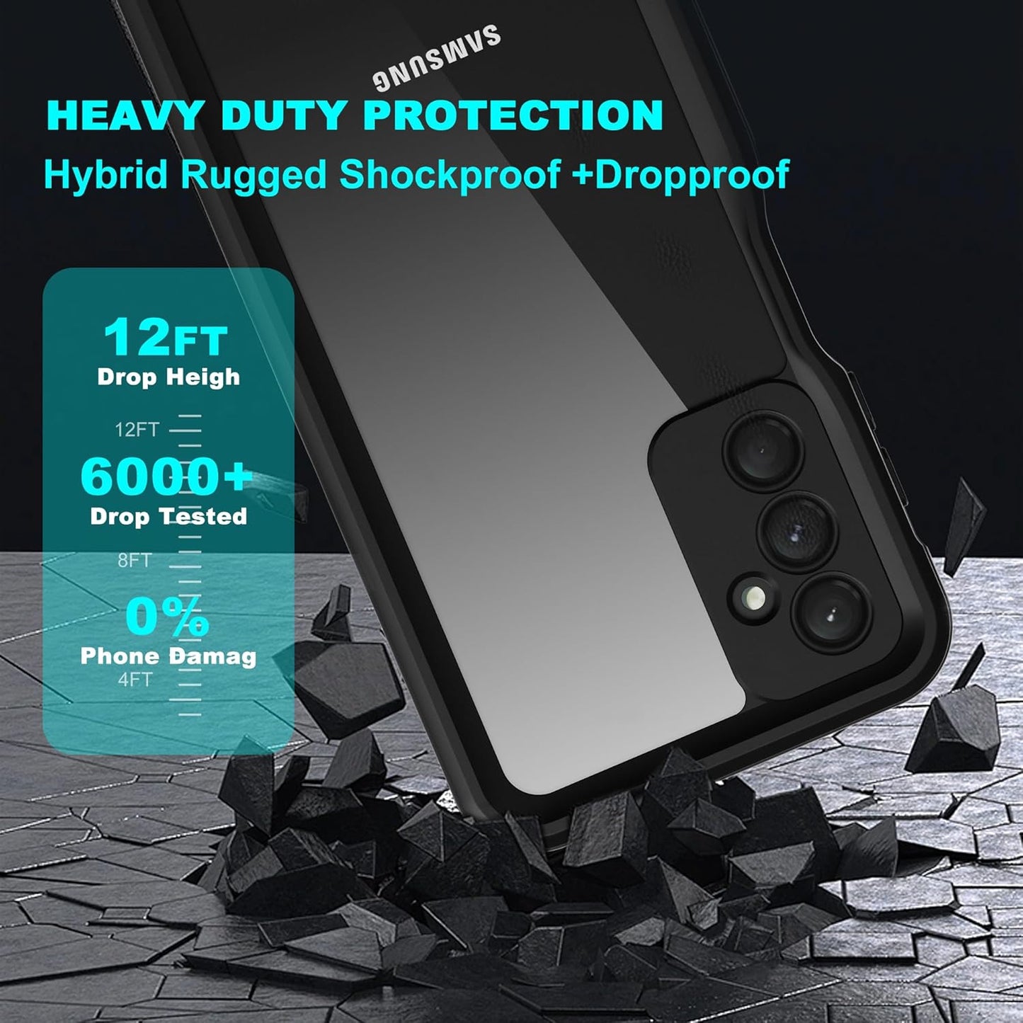 Samsung Galaxy A24 4G/A25 5G Phone Case, Waterproof Full Body Protective with Clear Lens/Camera/Screen Protector