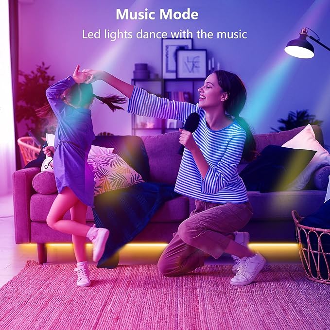 Led Lights for Bedroom 100ft (1 Rolls of 100ft) Music Sync Color Changing Led Strip Lights with 60 Key Remote and App Control RGB Led Light Strip for Home Party Room Decoration