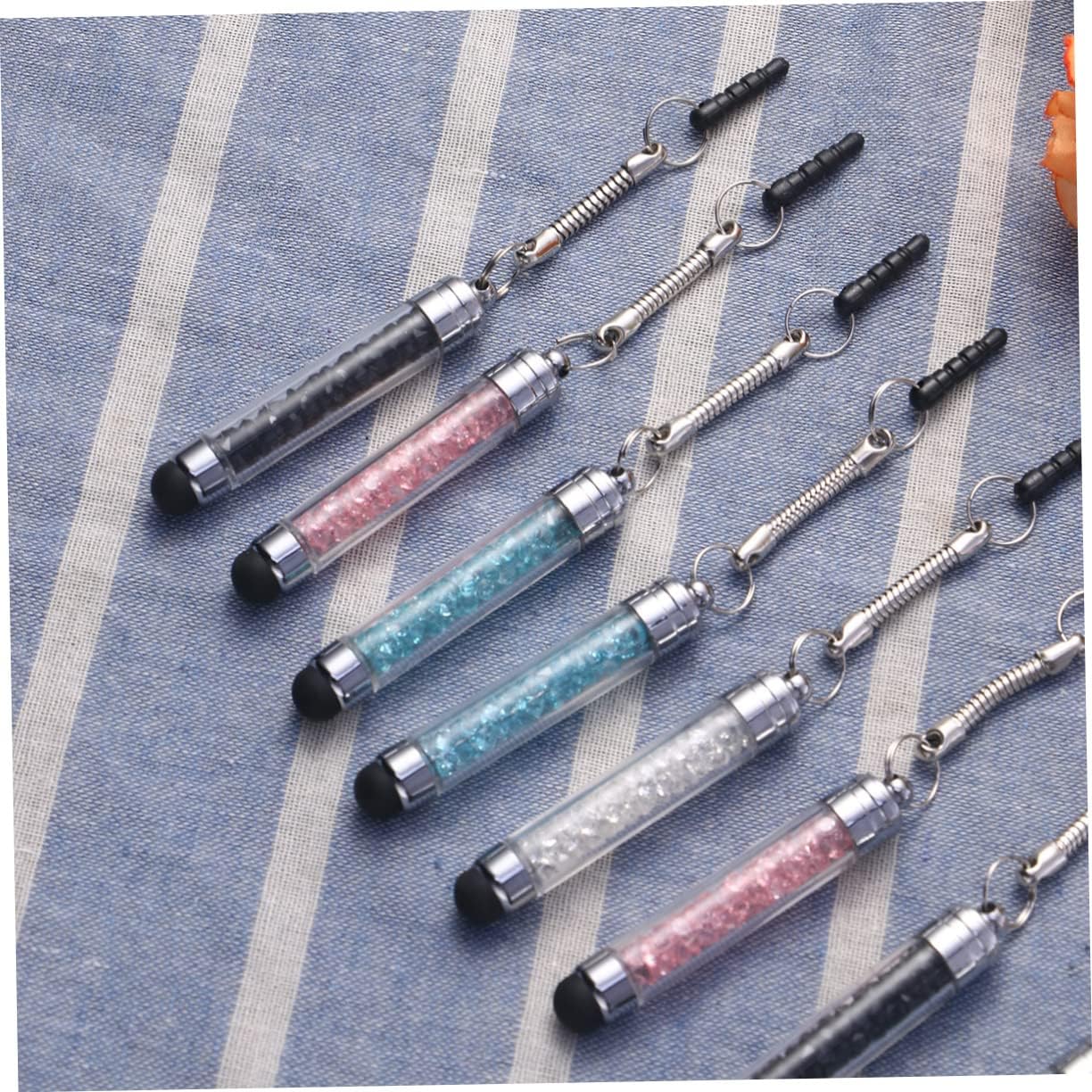 Hemobllo Mini Stylus Pen - 8 Pcs Crystal Capacitive Stylus for Universal Touch Screens, Portable with 3.5mm Jack