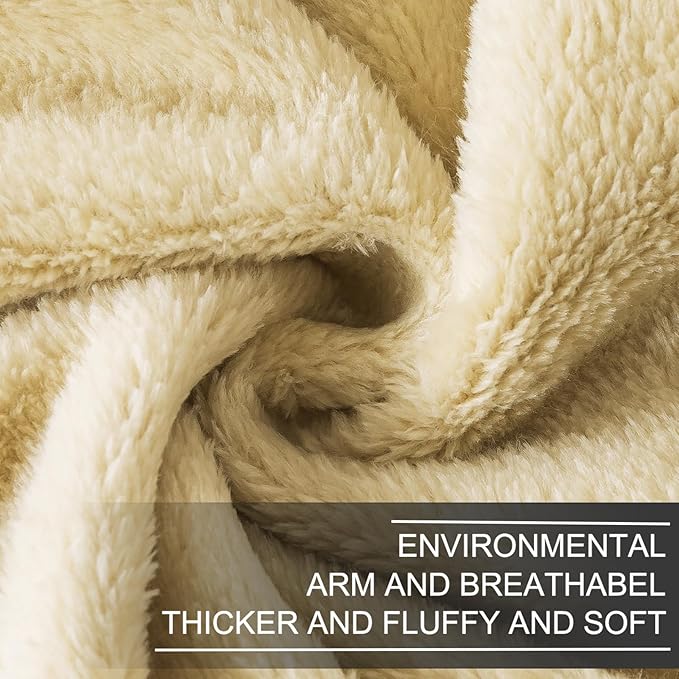 Fleece Blankets for All Season - Premium Lightweight Anti-Static Throw for Queen/Full Size Bed Extra Soft Brush Fabric Warm Sofa Thermal Blanket 90" x 90"(Khaki)