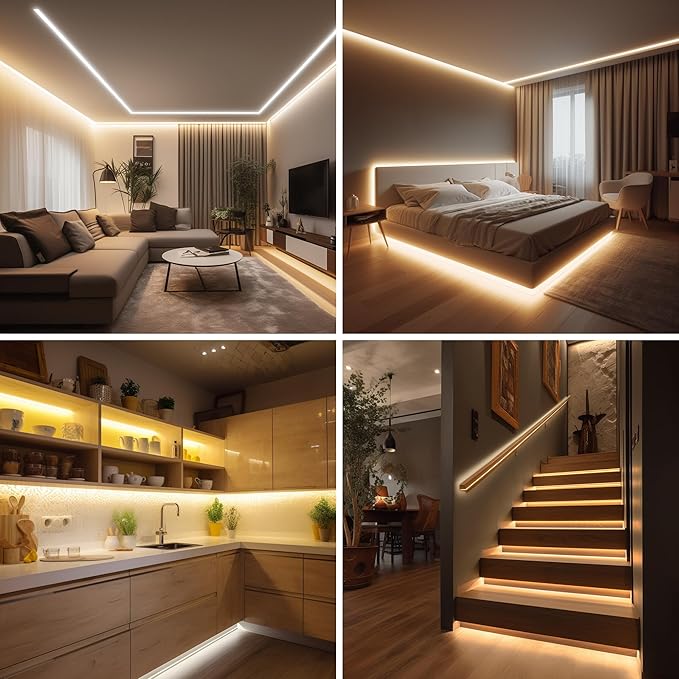 COB LED Strip,LED Strip Lights 3M/9.84ft,Touch Dimmable LED Strips,CRI90+,3000K Warm White cob led,960LEDs,24V LED Tape Lights,Indoor for Bedroom, Kitchen, TV, Mirror,Cabinet