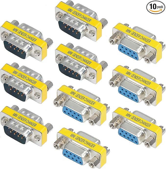abcGoodefg 9 Pin RS-232 DB9 Male to Male Female to Female Serial Cable Gender Changer Coupler Adapter (10 Pack)