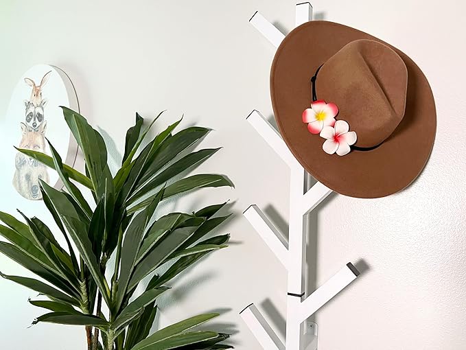 Premium Racks Coat Rack & Hat Rack – Modern Design – Wall Mounted – Stylish – (White)