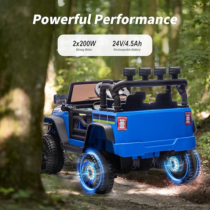 24V Kids Ride on Toy, Kids Electric Vehicles Car Ride on Car Truck for Toddlers with Remote Control, 2x200W Motor - Blue