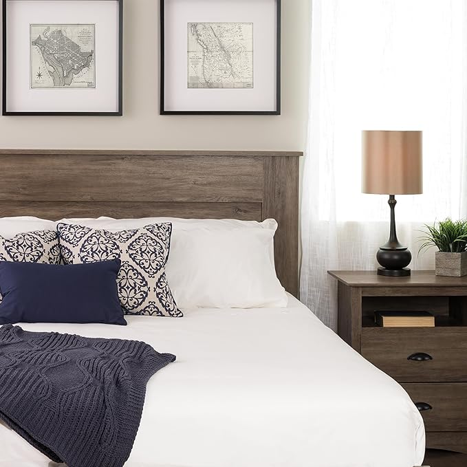 Prepac Stylish Flat Wood Panel Headboard for King Size Beds, Simplistic Wooden King Headboard 2.25" D x 81" W x 48" H, Drifted Gray, DHFK-1301-1