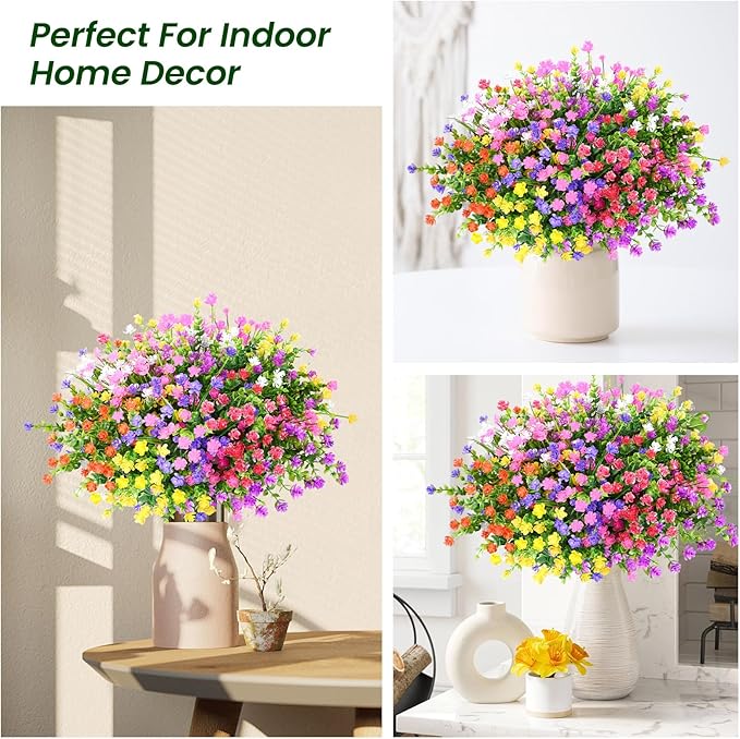 Artificial Flowers for Outdoors,20Bundles Artificial Plant UV Resistant Fake Flowers Greenery Shrubs Plants for Decoration Outdoor Plants Hanging Planter Home Garden Decor (Mix 2)