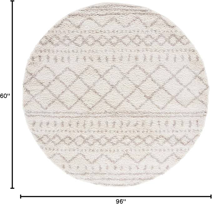 SAFAVIEH Arizona Shag Collection Area Rug - 5' x 8' Oval, Ivory & Beige, Moroccan Design, Non-Shedding & Easy Care, 1.6-inch Thick, Ideal for The Living Room, Dining, Bedroom (ASG741A)