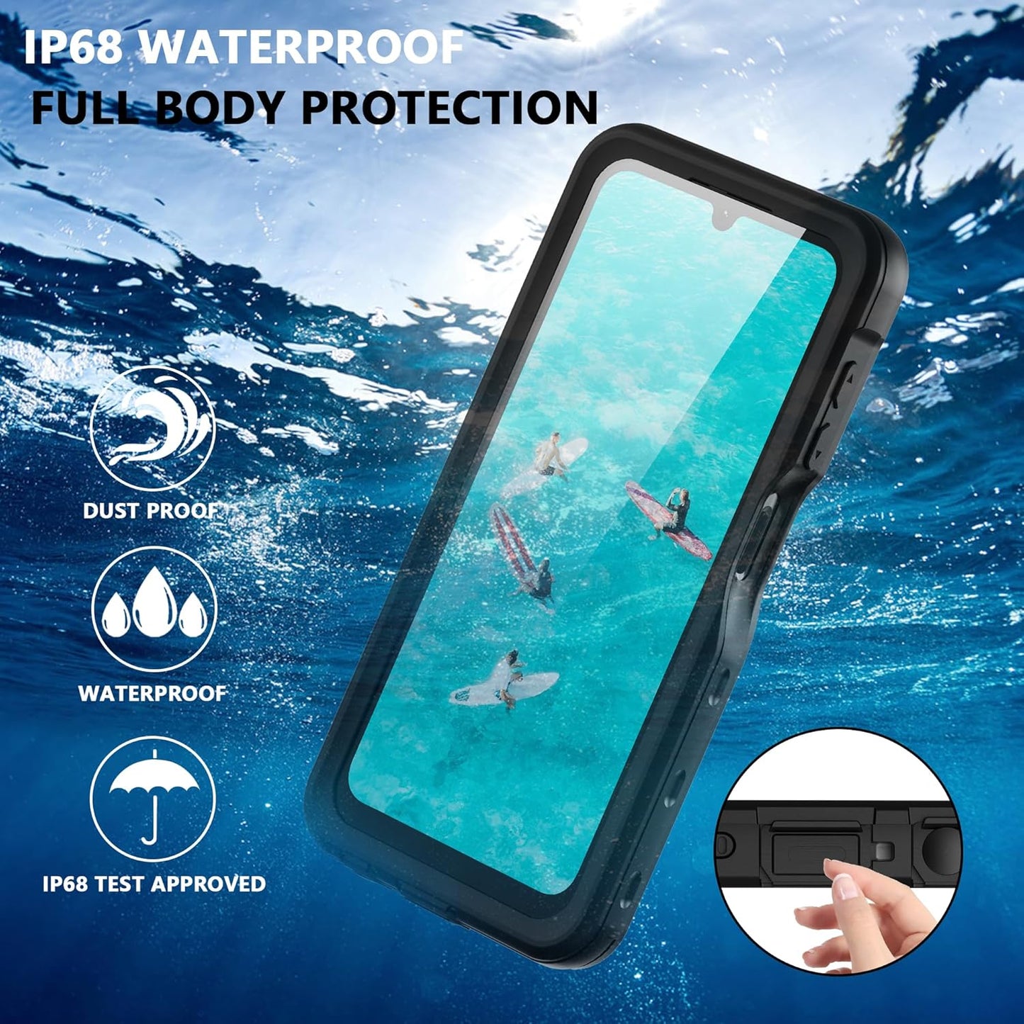 Samsung Galaxy A24 4G/A25 5G Phone Case, Waterproof Full Body Protective with Clear Lens/Camera/Screen Protector