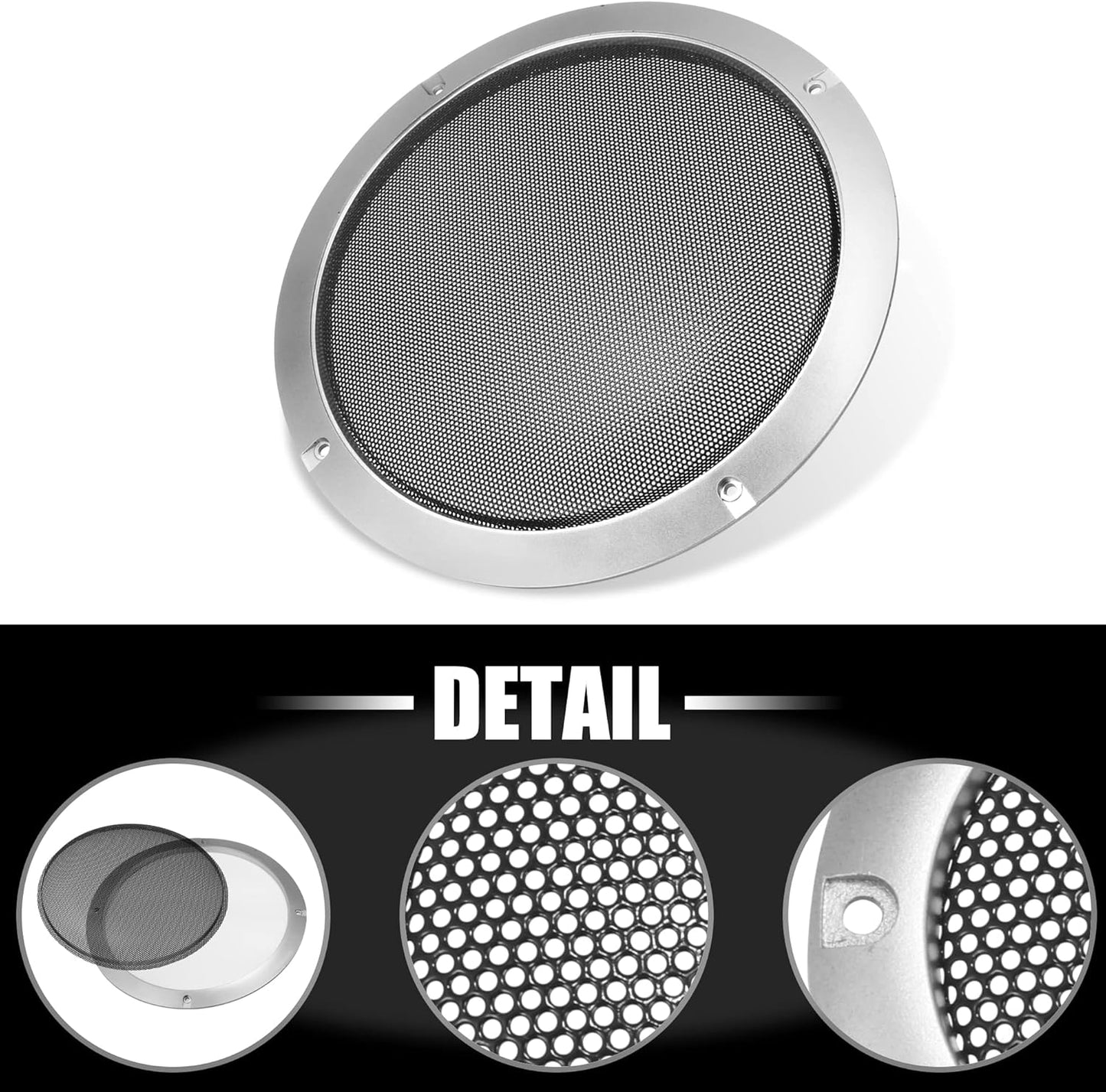 X AUTOHAUX 8" Round Speaker Grille Cover Mesh Trim, Silver Tone Subwoofer Grille Horn Protective Guard for Car Stereo