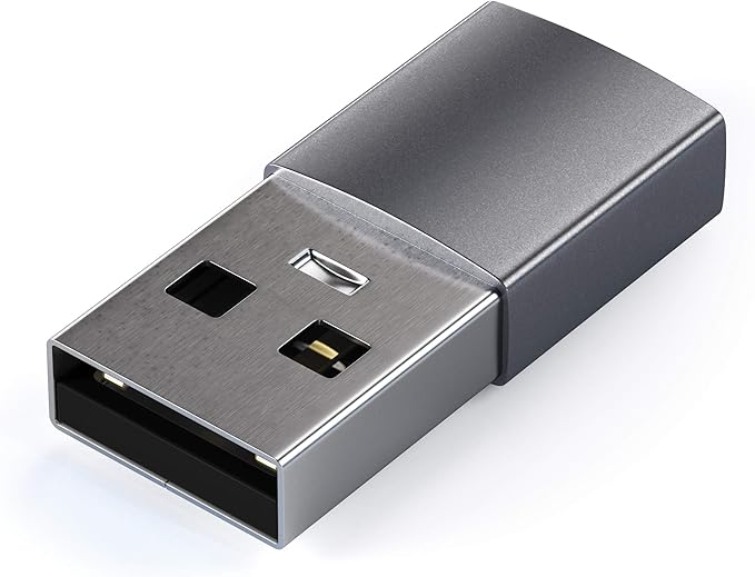 Satechi USB-A to USB-C Adapter, High-Speed USB to USB-C Adapter with Ultra-Fast Data Transfer and Power Delivery Charging, Designed for CarPlay and Modern Devices, Space Gray