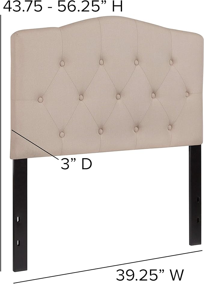 Flash Furniture Cambridge Tufted Upholstered Twin Size Headboard in Beige Fabric