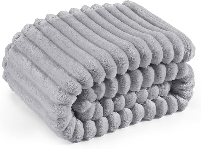 Bedsure GentleSoft Twin Blanket for Couch - Cozy Soft Blankets for Women, Cute Small Fleece Throws for Girls, Light Grey, 60x80 Inches